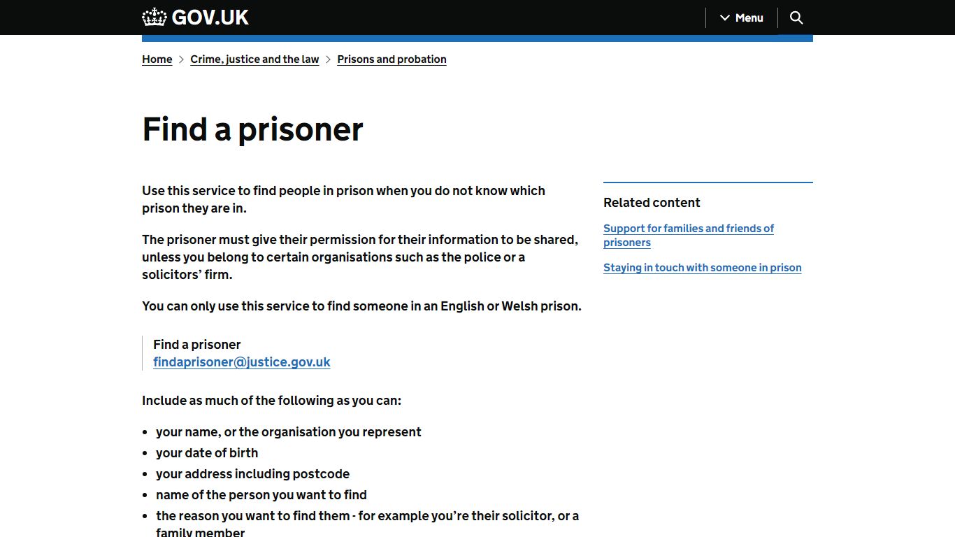 Find a prisoner - GOV.UK