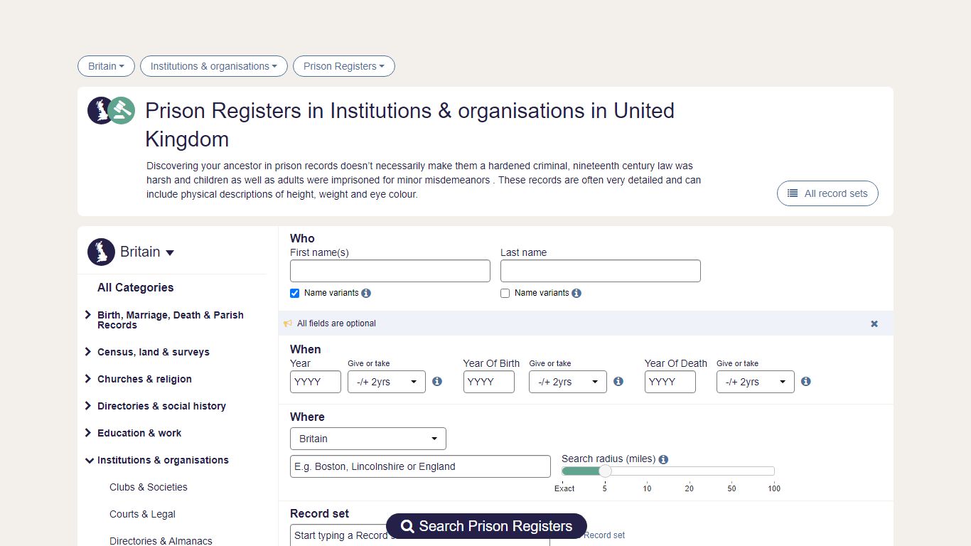 Prison Registers in Institutions & organisations ... - findmypast.co.uk